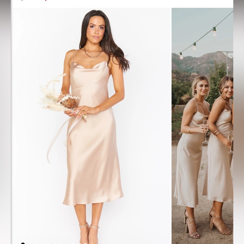 Verona Cowl neck dress Show me your mumu champagne luxe satin